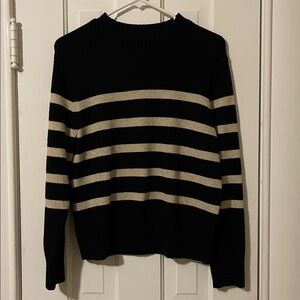 A new day Black and Cream Striped Sweater